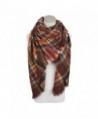 Premium Winter Large Soft Knit Plaid Checked Square Blanket Scarf Shawl Wrap - Coffee - C812NAJUI1V