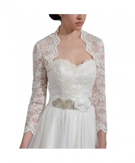 Amy's Accessory Women's Applique Backless Wedding Bridal Jacket Wraps C59Amy - Ivory - C412K87XK0D