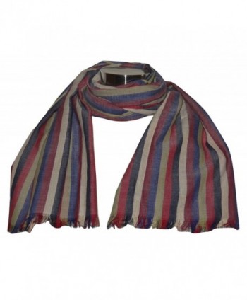 Hand Spun (KHADI)- Handwoven 100% Pure Cotton Fabric Striped Scarf- Wrap. X1551 - CP17Z5DSYGL