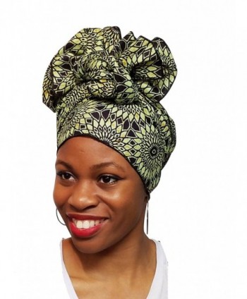 Light Green African Print Ankara Head wrap- Tie- scarf- Multicolor- One Size - CM12O0S4H6U
