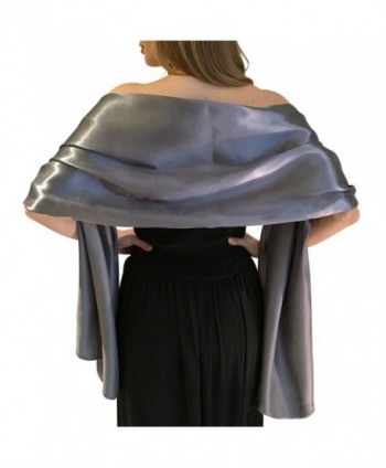 LANSITINA Women's Solid Color Satin Shawl Wraps for Evening Dress/Wedding Party - Gray - CC183ODUDOZ