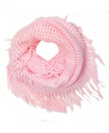 Wrapables Soft Crochet Infinity Scarf with Tassel Trim - Cotton Candy - C511IOYRZLN