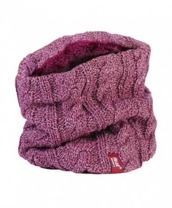 Women's Heat Holders Thermal 3.4 tog Fleece Cable knit Snood Scarf Neck Warmer - Rose - CB12BW2K0Y7