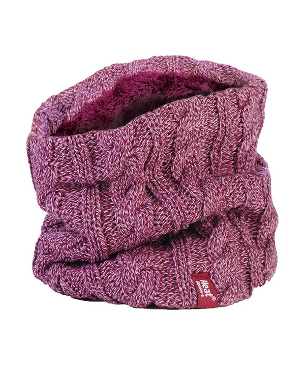 Women's Heat Holders Thermal 3.4 tog Fleece Cable knit Snood Scarf Neck Warmer - Rose - CB12BW2K0Y7