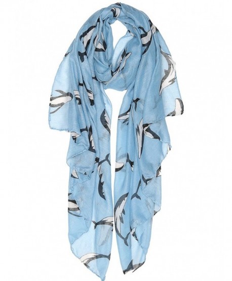 Lightweight Fashion Scarves for Women Floral Spring Scarves Animal Scarfs for All Seasons - Dolphin Blue - C81807N9ELC