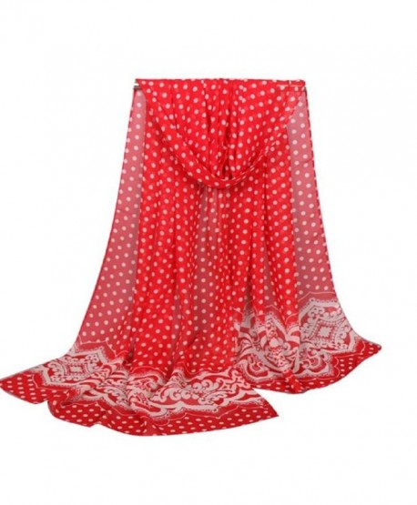 Rukiwa Dot Scarf- Fashion Women Long Soft Wrap Scarf Ladies Shawl Chiffon Scarves - Red - CG12MALPCVR