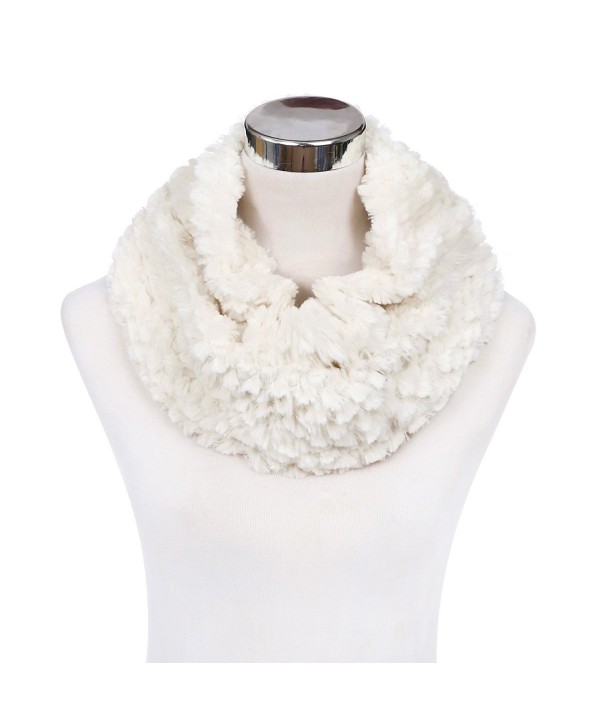 Soft Small Faux Fur Diamond Solid Color Warm Infinity Circle Scarf -Diff Colors - Cream - CK127X9OTMH