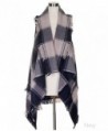 ScarvesMe Women's Soft Vintage Plaid Checker Color Block Vest Cardigan - Navy - C5185RXEGG3