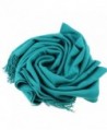 Dosoni Women Soft Pashmina Scarf Solid Color Long Shawl Wrap with Fringe - Lake Blue - C412N1R3A9I