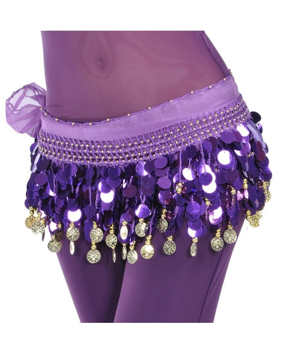 BellyLady Belly Dance Hip Scarf Skirt Wrap With Paillettes Christmas Gift Idea - Purple - CQ11K69U0VB