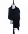 BYOS Versatile Oversized Soft Cashmere Shawl Scarf Travel Wrap Blanket W/ Tassels- Many Colors - Black - C5186H496UN