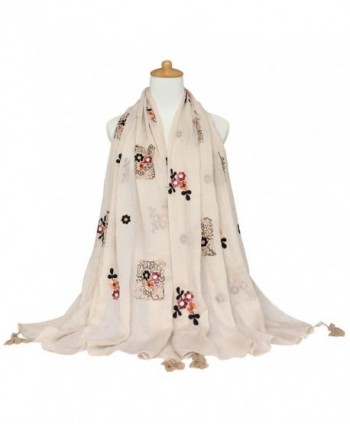 GERINLY Scarves Fragrant Flowers Embroidery in Fashion Scarves