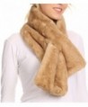 Sakkas Kiy Loophole Faux Fur Long Soft Warm Comfortable Textured Bow Scarf - Khaki - CI12LN79P4H