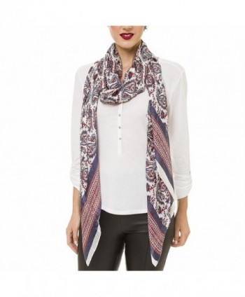 Scarf for Women: Lightweight Silk Feel Spring Winter Oblong Fashion Scarves Shawl by Melifluos - Paisley White - CJ186UH04T8