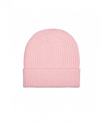 100% Cashmere Beanie Hat in 3ply- Made in Scotland - Pink - CJ187N6OIQQ