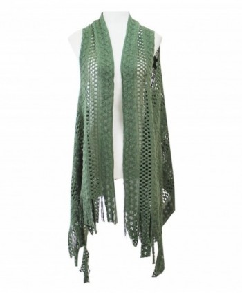 Le Nom Abstract pattern knitted scarf vest - Olive - C012MABBZIM
