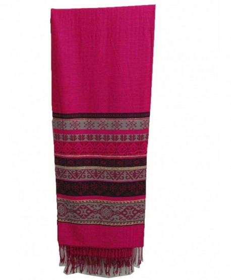 Soft Shimmering Indian Jamwar Silk Pashmina Scarf Wrap Shawl Stole - Fuschia - C611GBUR9H7