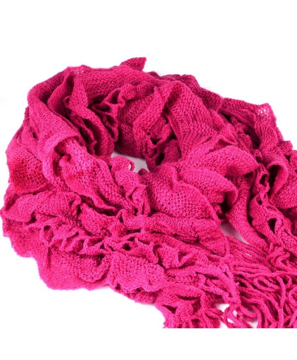 Unique Design Acrylic Scarf Women - Ruffle & Weave - Rose Pink - CK1197URRAV