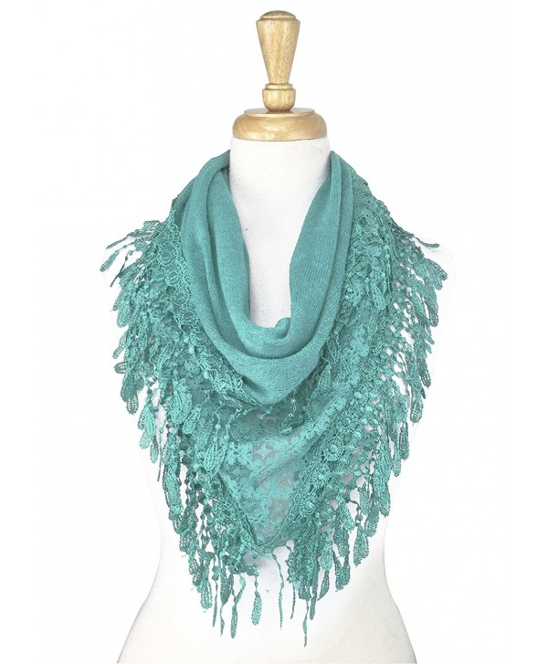 Paskmlna Triangle Knitted Lace Scarf - Yh06-l.blue - CW17YE5AZSN