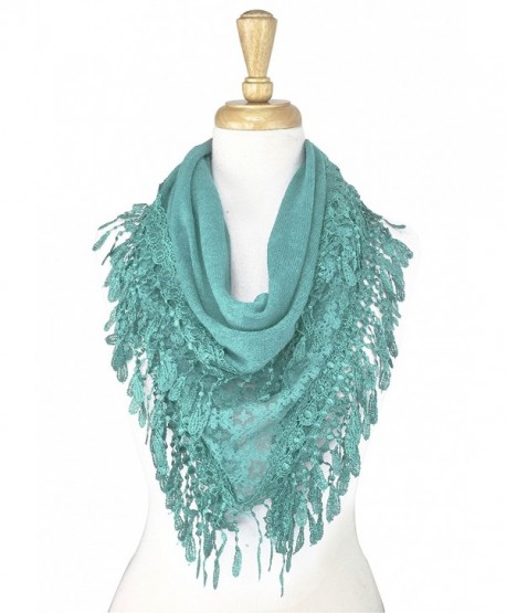 Paskmlna Triangle Knitted Lace Scarf - Yh06-l.blue - CW17YE5AZSN