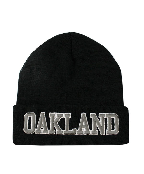ChoKoLids Classic Cuff Beanie Hat - Black Cuffed Football Winter Skully Hat Knit Toque Cap - Oakland - C3186G2XS4C