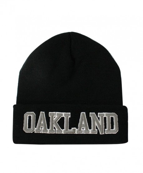 ChoKoLids Classic Cuff Beanie Hat - Black Cuffed Football Winter Skully Hat Knit Toque Cap - Oakland - C3186G2XS4C