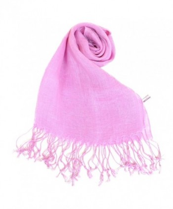 NEW COLORS Women's Linen Scarf Plain All Natural Eco Light Shawl - Pink Violet - C211DCQHATT