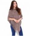 Livingston Women's Soft Cozy Knit Fringed Shawl Wrap w/Sequins - Mocha Brown - CR188KHHU5I