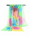 GERINLY Ladies Chiffon Scarves Spring Floral Shawl Sheer Scarf - Green+yellow - CC1836MWWLZ