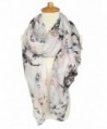 GERINLY Pastel Scarves: Peach Blossom Print Shawl Scarf For Women - New White - CG12NVBHG0S