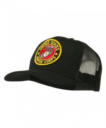 Round US Marine Corps Patched Mesh Cap - Black - CX11RNPO6W5