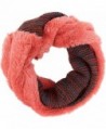 Sakkas Sele Short Two Textured Faux Fur Ribbed Knit Mixed Designed Infinity Scarf - Coral - CL12MXB659Q