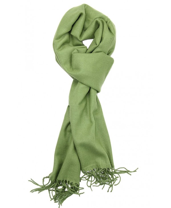 Achillea Soft & Warm Solid Color Cashmere Feel Winter Scarf Unisex - Moss Green - CY18760W7Q7