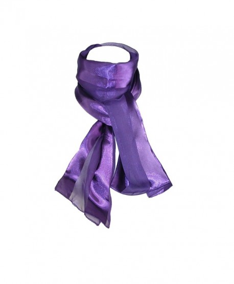 CTM Women's Long Satin Solid Color Scarf- Eggplant - C4115YK5P0N