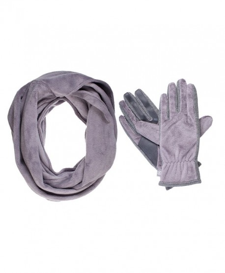 Isotoner Women's Teddy Infinity Scarf and Smartouch Glove Gift Set - Chrome - CJ184E4QUUX