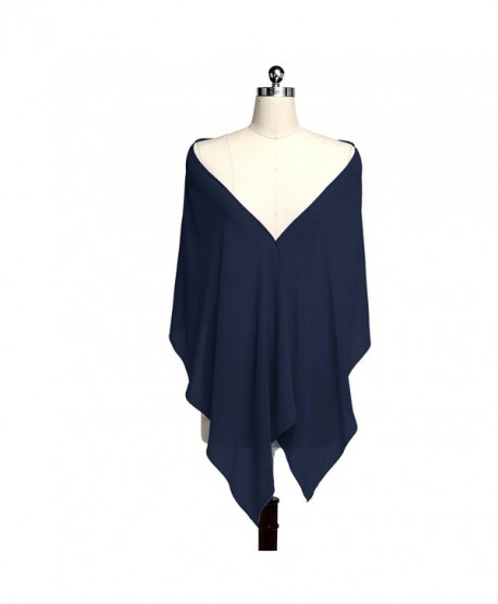 Women's Wedding Bridal Long Soft Chiffon Scarf Wrap Evening Shawls Stole Scarves - Dark Navy - CJ12N8OK3VW