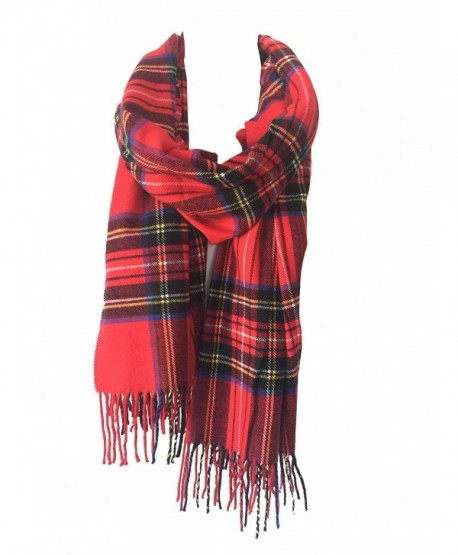 DRY77 Blanket Oversized Tartan Long Cashmere Feel Scarf Wrap Shawl Pashmina Women Men - Red - CB12N0HBMNM