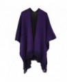 Kocome Women Blanket Oversized Scarf Wrap Long Knit Shawl Poncho Tassel Fringe - Black+purple - C612O2RGRED