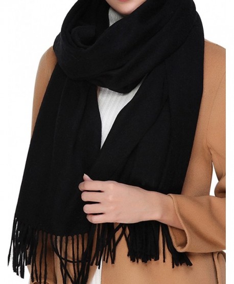 Cashmere Wool Scarf-Large Soft Women Men Scarves Winter Warm Shawl Gift - Black - CJ1888G9A4I