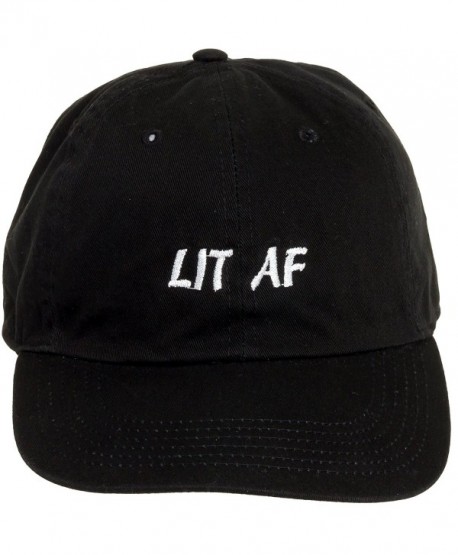 Newhattan "LIT AF" 100% Cotton Adjustable Dad Hat - Sports Cap - Black - CI12O63ABAM