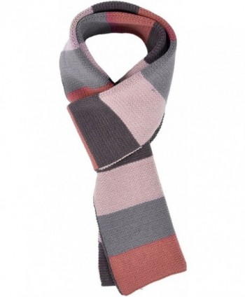 Men & Women's Long Thick Striped Tri-Tone Colored Knit Winter Scarf - Red Blue - CE1884ZK966