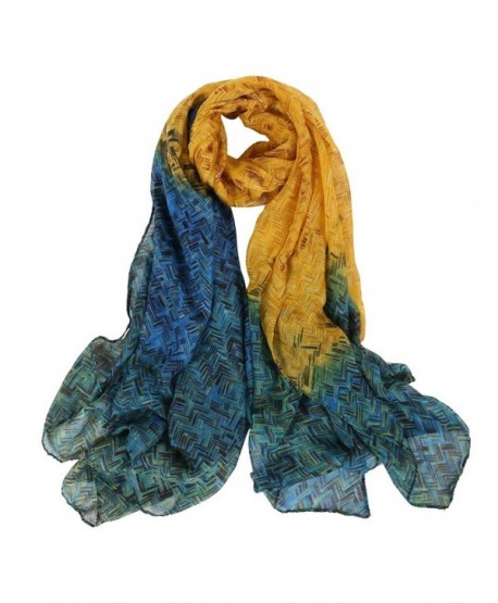 Amiley women scarfs - Mixed Color flowers Painting Infinity Scarf - Yellow - CR12O7MWNCZ