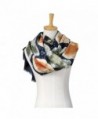 Lo Shokim Women's Fashion Floral Print Oblong Scarf With Fringe - Navy Blue - CY186300UZG