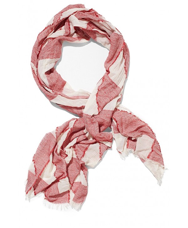 Ladies Cotton Scarf Lightweight Shawl Geometric Print Fashion Scarves For Women - White- Red - CP12NFDSEKG