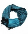 Paisley Men Women Fashion All Season Pashmina Silk Soft Warm Large Scarf Wrap Shawl - Peacock Blue Black - CJ1281BUNTT