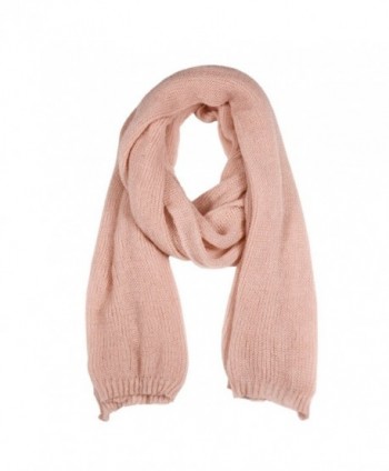 Winter Large Thick Knitted Scarf -RiscaWin Knit Wrap Chunky Warm Shawl Pure Color Long Scarf(Pink) - CN1850L4KHO