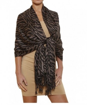 Gilbin Luxurious Animal Print Silk Blend Pashmina Shawl Wrap- Zebra Leopard Patterns - Zebra-olive - CJ1256P4YHF