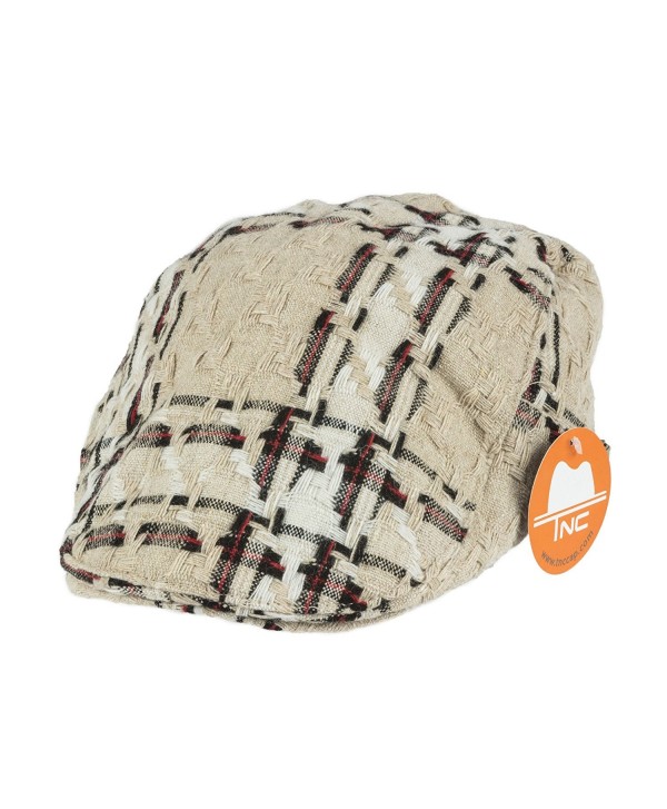 NTC TNC Adjustible Tartan Plaid Pattern newsboy Cap Beige - CR12IFHLU23