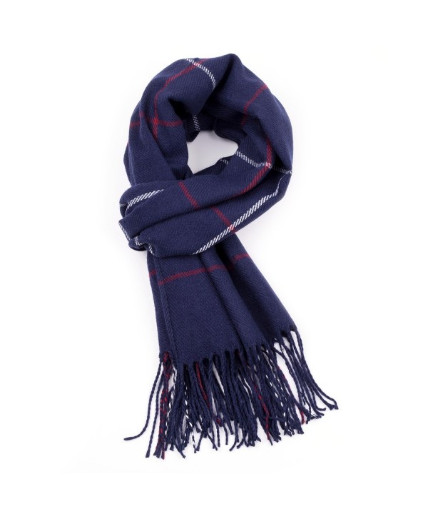 R.C.Y. Cashmere Feel Scarf Plaid Wrap Shawl Blanket - Navy - CT187MGI3X5