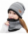 HindaWi Womens Beanie Winter Hat Scarf Set Slouchy Warm Snow Knit Skull Cap - Light Grey - CR188EH3GWX